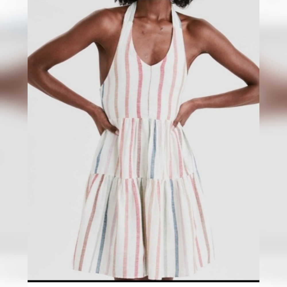 American Eagle multicolored Striped Halter Dress
